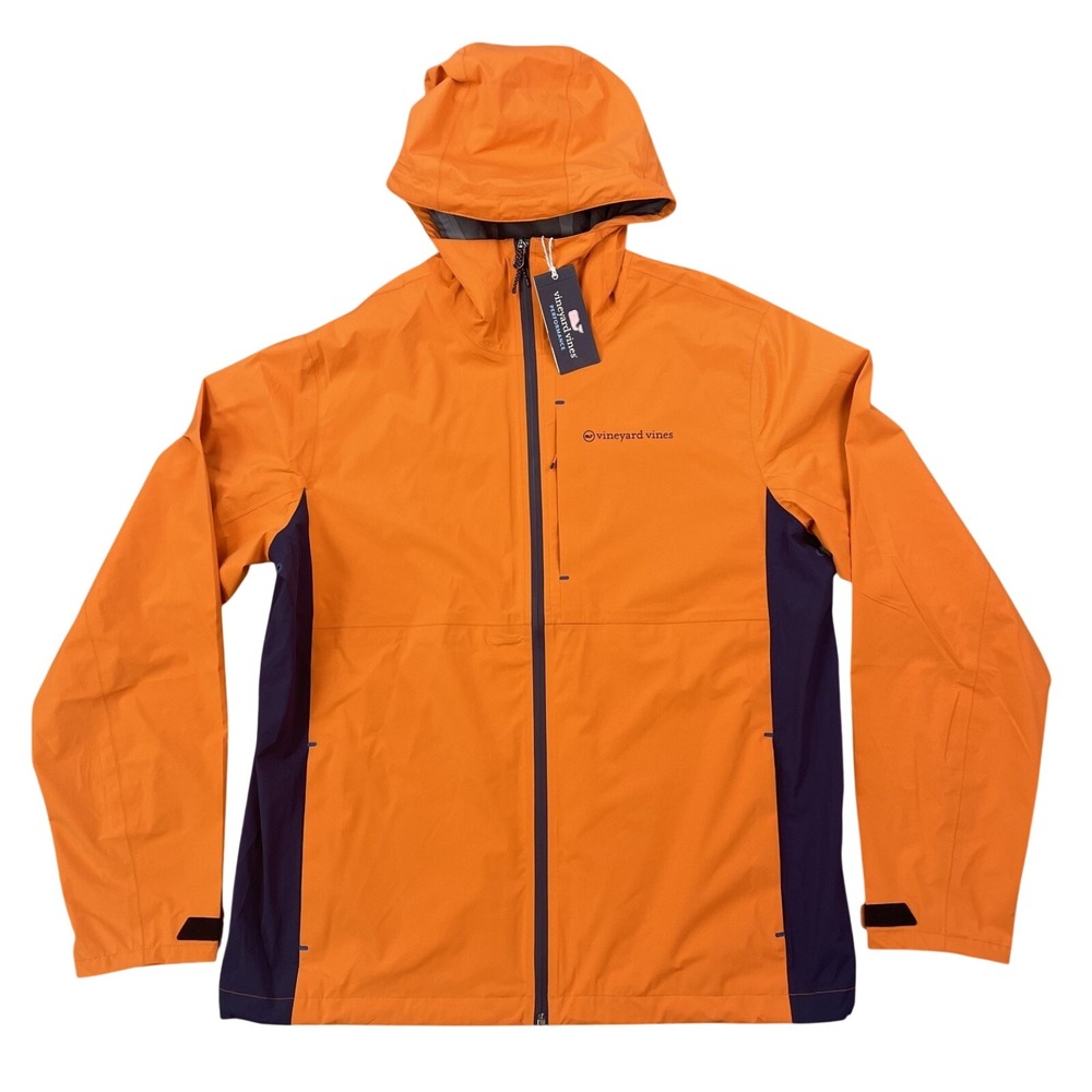Vineyard Vines Performance Mens Large Packable Rain Shell Nautical Orange - NWT